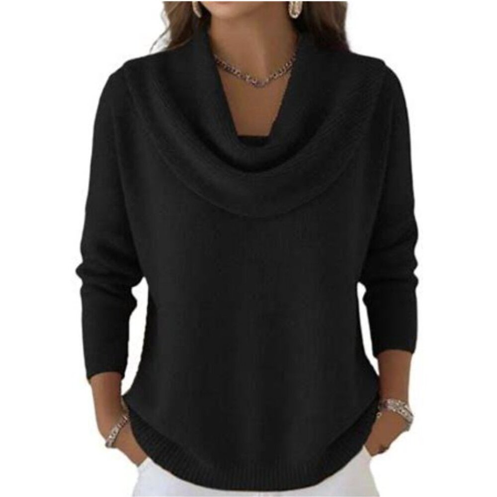 Norton McNaughton Black Cowl Neck Sweater